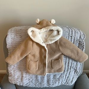Baby Gap Sweater Jacket Bear Hood 12-18 months